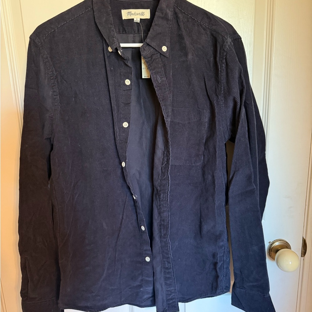Madewell Men’s Black Corduroy Button Up Shirt. Size M. NWT